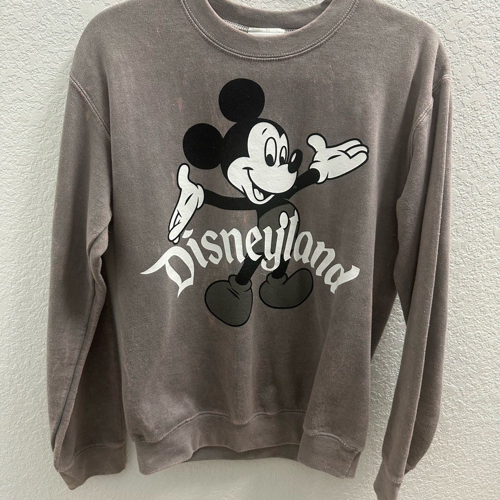 Disney Gray Crewneck Sweater with Mickey Mouse Graphic